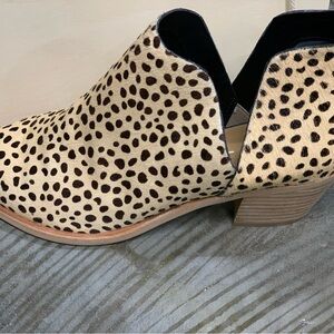 Dolce Vita Tan and Black Spotted Cutout Ankle Bootie